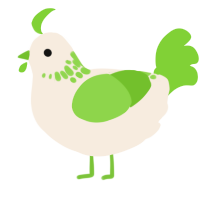 A cream and grass chicken with a neck-speckle pattern