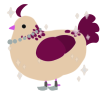 A cream and wine chicken with a neck-speckle pattern