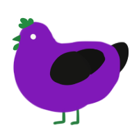 Berney, a violet and black chicken