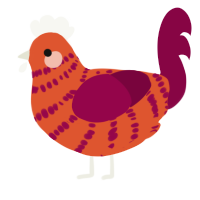 A vermilion and maroon chicken with a bar pattern