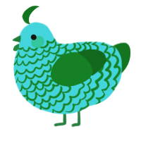 A aqua and leaf chicken with a lace pattern