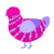 Katie, a fuchsia and lilac chicken with a bar pattern