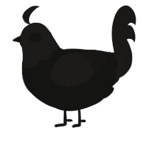 A black and sable chicken with a head pattern