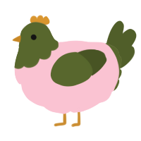 A rose and olive chicken with a head pattern