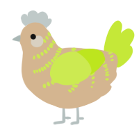 A beige and lime chicken with a half-bar pattern