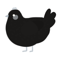 Misfit, a sable chicken with a speckle pattern