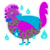 A ash and amethyst chicken with a speckle pattern
