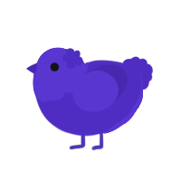 A indigo chicken with a head pattern