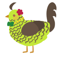 A lime and bark chicken with a lace pattern