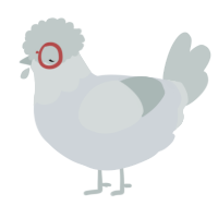 A mist and silver chicken with a head pattern