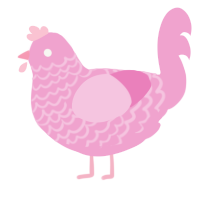 A pink chicken with a lace pattern