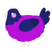 A amethyst and navy chicken with a head pattern