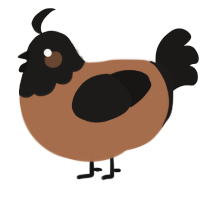 A brown and sable chicken with a head pattern