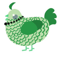 A gluppy and viridian chicken with a lace pattern