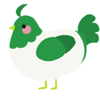 A white and viridian chicken with a head pattern
