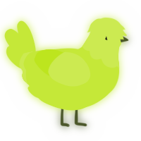 A lime chicken with a head pattern