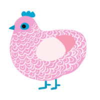 A pink and rose chicken with a double-lace pattern