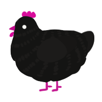 A black and sable chicken with a bar pattern