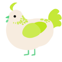 A cream and lime chicken with a neck-speckle pattern