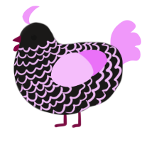 A sable and lavender chicken with a lace pattern
