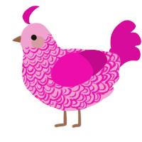 A pink and fuchsia chicken with a double-lace pattern
