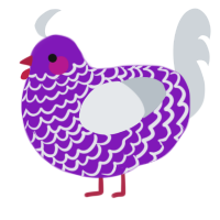 A violet and mist chicken with a lace pattern