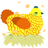 A lime and russet chicken with a lace pattern