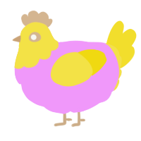 A lavender and yellow chicken with a head pattern