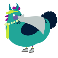 A turquoise and tumblr chicken with a neck-band pattern