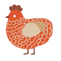 A vermilion and beige chicken with a lace pattern