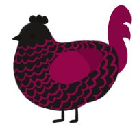 A sable and maroon chicken with a lace pattern