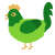 Lloyd, a grass and leaf chicken with a head pattern