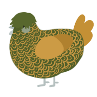 A olive and gold chicken with a double-lace pattern