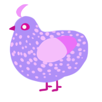 A lilac and lavender chicken with a speckle pattern