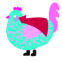 FLAnimal, a mint and lavender chicken with a speckle pattern