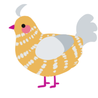 A honey and mist chicken with a bar pattern