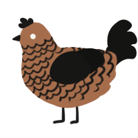 A brown and black chicken with a lace pattern