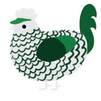 A sable and pink chicken with a lace pattern