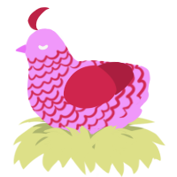 A lavender and crimson chicken with a lace pattern