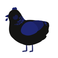 A black and navy chicken with a neck-band pattern