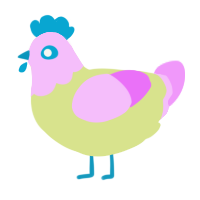 A lemon and lavender chicken with a head pattern