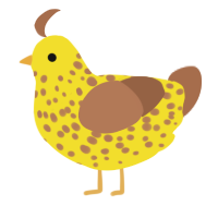 A yellow and brown chicken with a speckle pattern