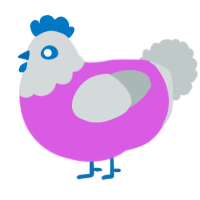 A orchid and silver chicken with a head pattern