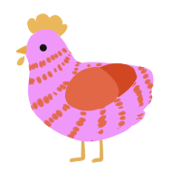 A lavender and vermilion chicken with a bar pattern