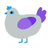 A silver and blurple chicken