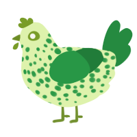 A apple and viridian chicken with a speckle pattern