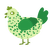 A apple and viridian chicken with a speckle pattern