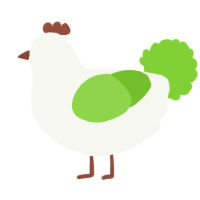 A white and grass chicken