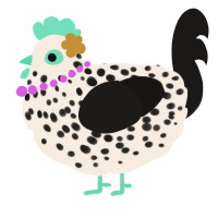 A cream and sable chicken with a speckle pattern