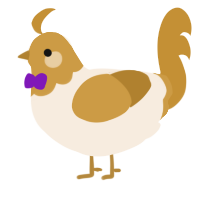 A cream and gold chicken with a head pattern